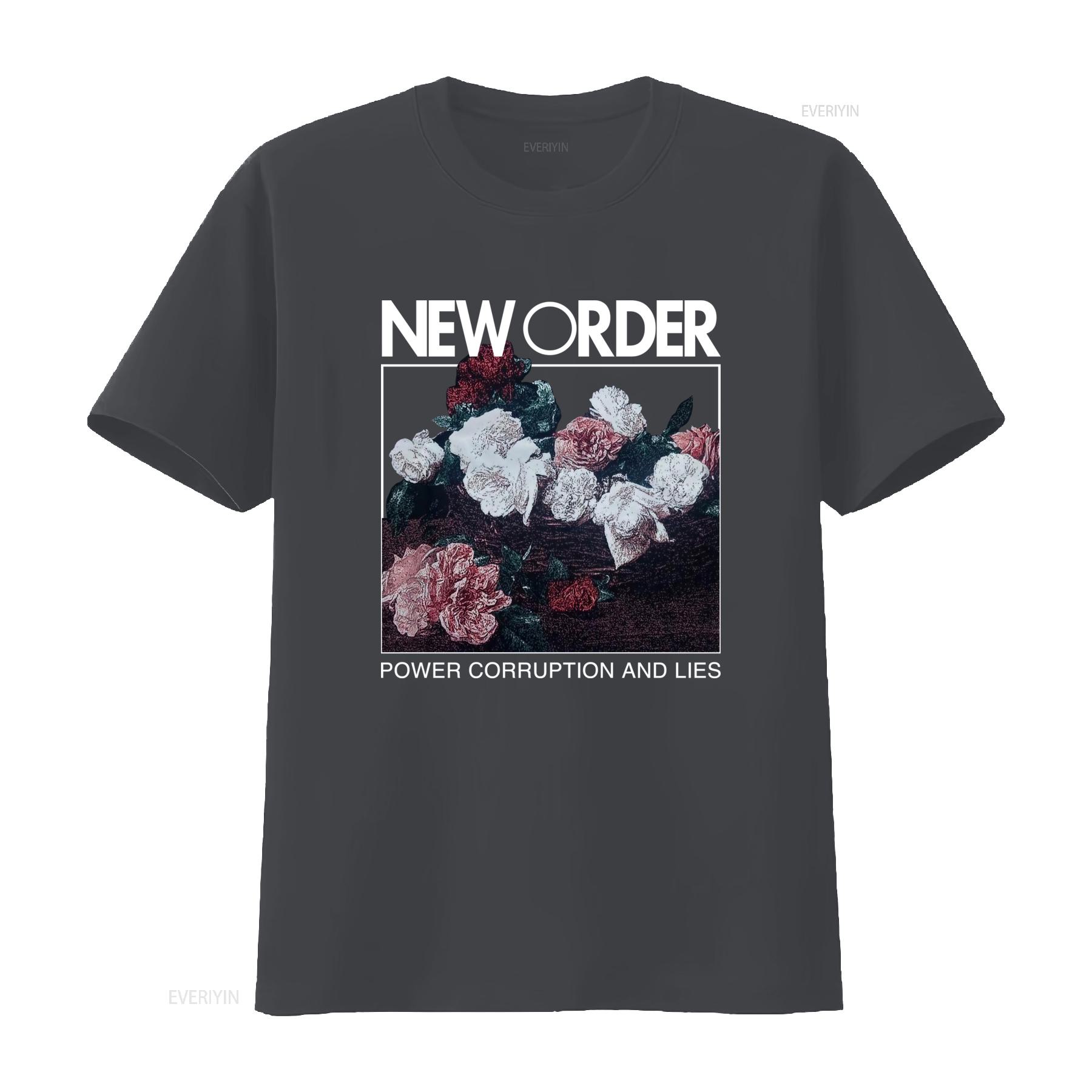

Rare New Order Power Corruption Lies Album Band Print T Shirt KM26 vintage Washed graphic Stylish Breathable homme Versatile XL