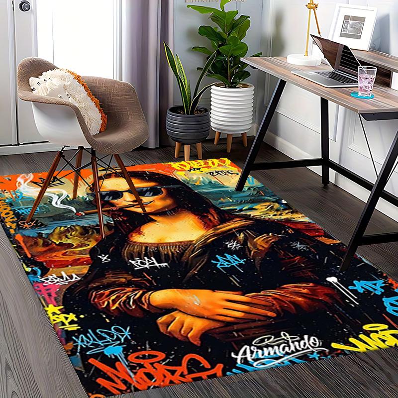 1pc Armando Mona Lisa Graffiti Art Office Chair Mat - Festival Gift, Non-Slip Carpet for Home Decor, Suitable for All Seasons.P001