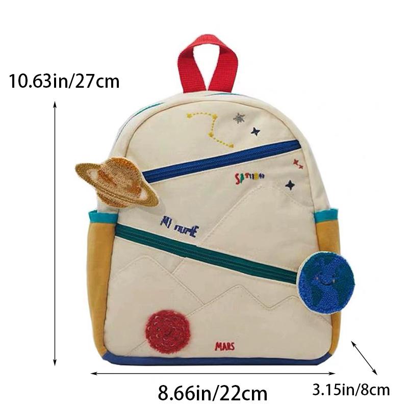 New Cartoon Planet Children's Backpack Canvas Lightweight Kindergarten Fashion School Bag Travel Backpack
