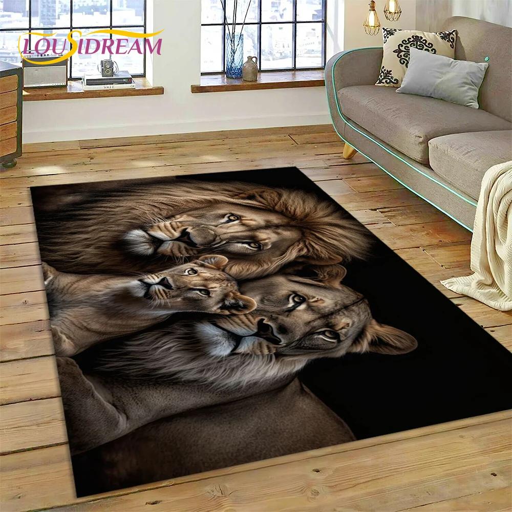3d besta tigre leão animal vida selvagem dos desenhos animados tapete para casa sala de estar quarto sofá capacho decoração, área do miúdo tapete antiderrapante