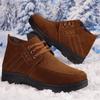 Winter Men Shoes Warm Fur Snow Boots Waterproof Suede Furry Leather Ankle Chelsea Boots Male Fluffy Plush Shoes Outdoor Footwear