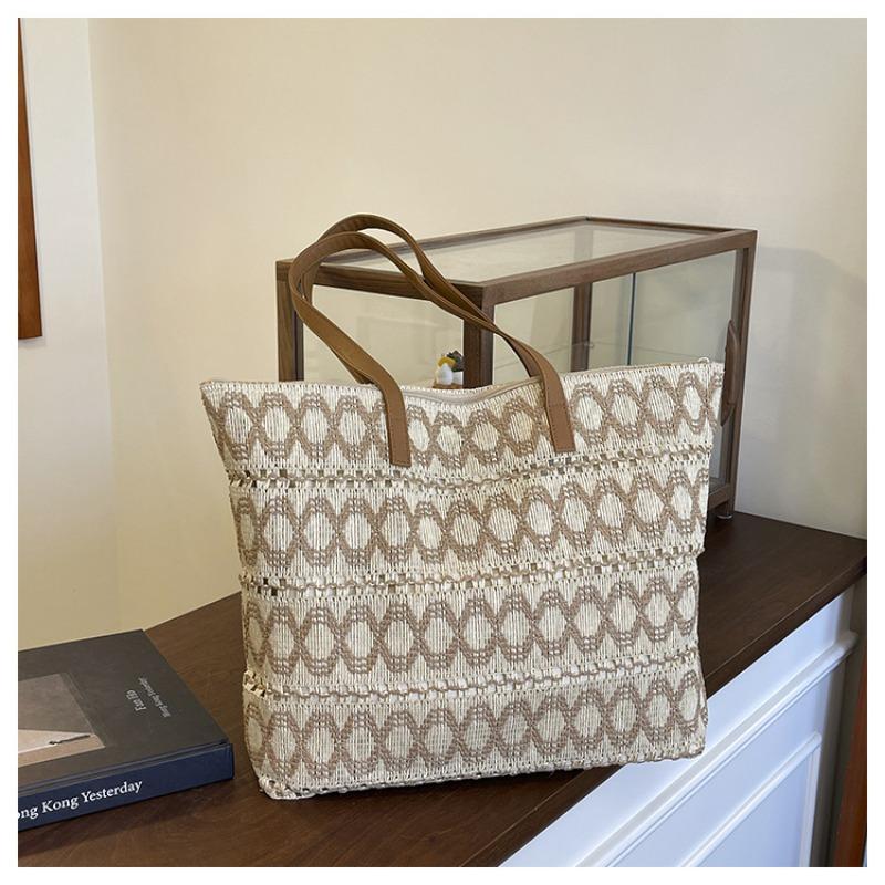 

Large-capacity woven straw bag women s summer versatile new shoulder bag seaside vacation wind beach bag хаки