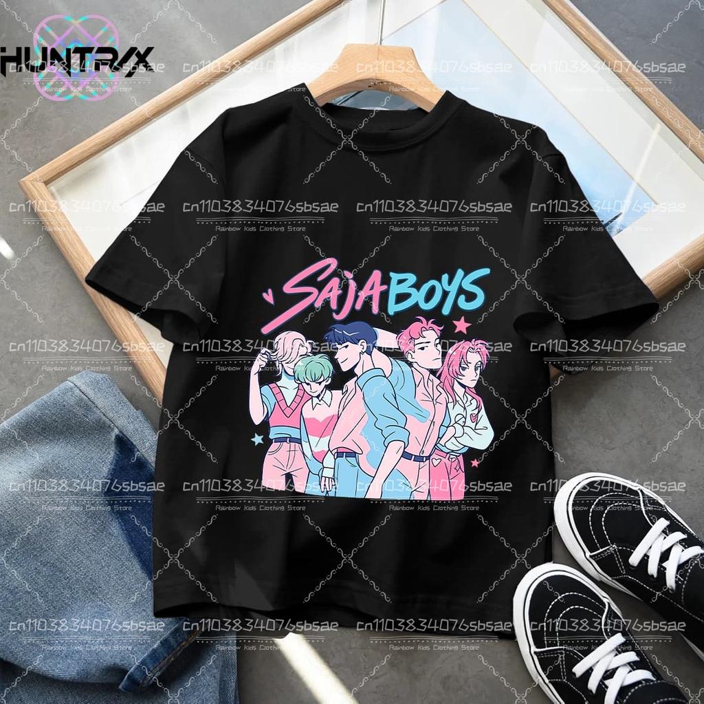 Summer Kpop Demon Hunters Children's Clothing Short Sleeve T-shirt Cute Kpop Demon Hunters Tiger Harajuku Tshirt for Boys Girls