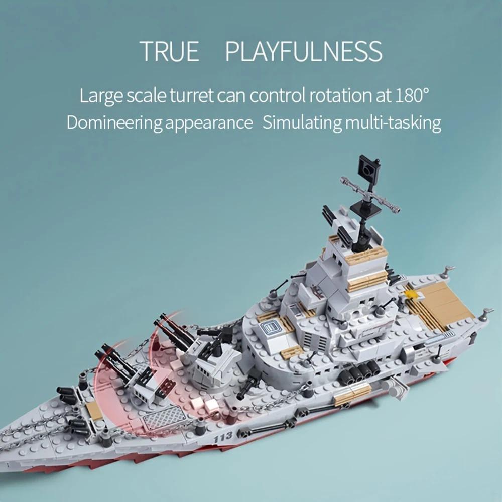 Kit de construction de combinaison militaire 1068 pièces, ensemble de blocs de construction de navire de croisière tout-en-un avec cadeaux de navire de guerre pour jouets garçons enfants