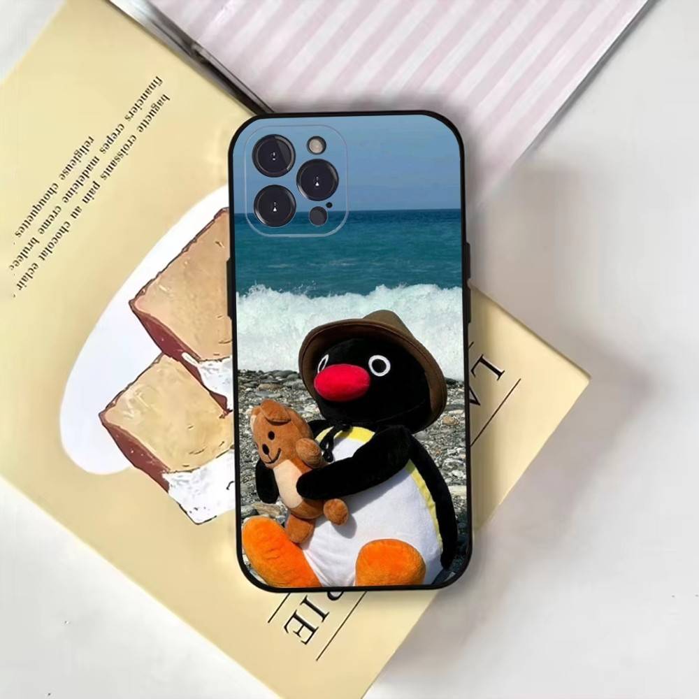 Happy P-Pingu Penguin Funny Phone Case For iPhone17,16,15,14,13,12,11 Plus,Pro Max,Soft Black Cover