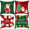 New Christmas Elk Santa Snowman Print Short Plush Pillow Home Sofa Cushion Cover