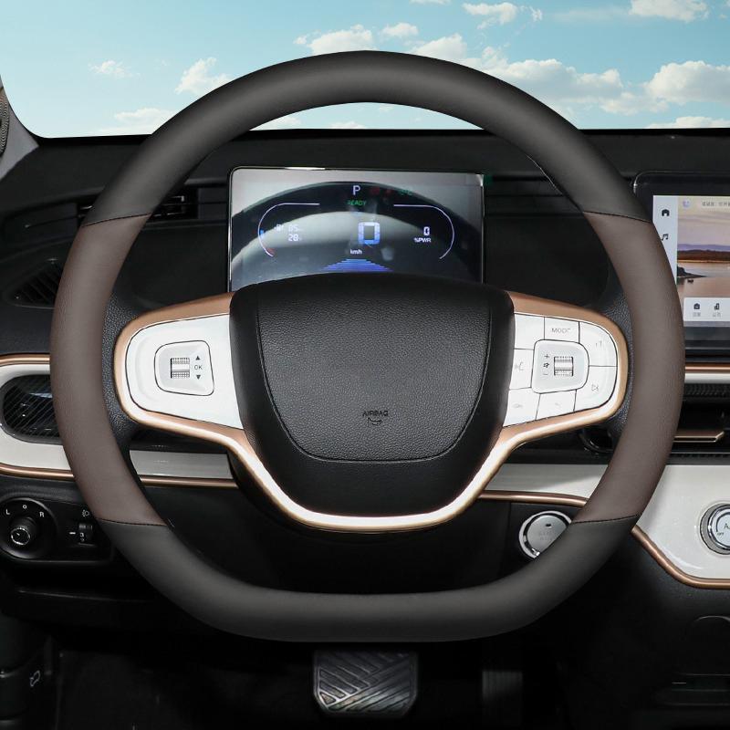 For Kaiyi Shiyue Car Auto Steering Wheel Cover Wrap Leather Ultra-thin Anti Slip Car Handle Covers 4 Season Interior Accessories