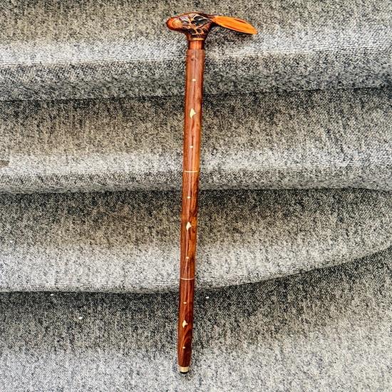 Handmade Rabbit Head Wooden Walking Cane Collectible Stick Home Decor