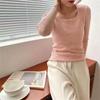 autumn and winter new low round neck long-sleeved slim-fit jumper stacked with simple solid color bottoming shirt top women