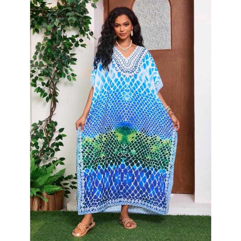 Plus Size Women's New Printed Holiday Beach Cover Up