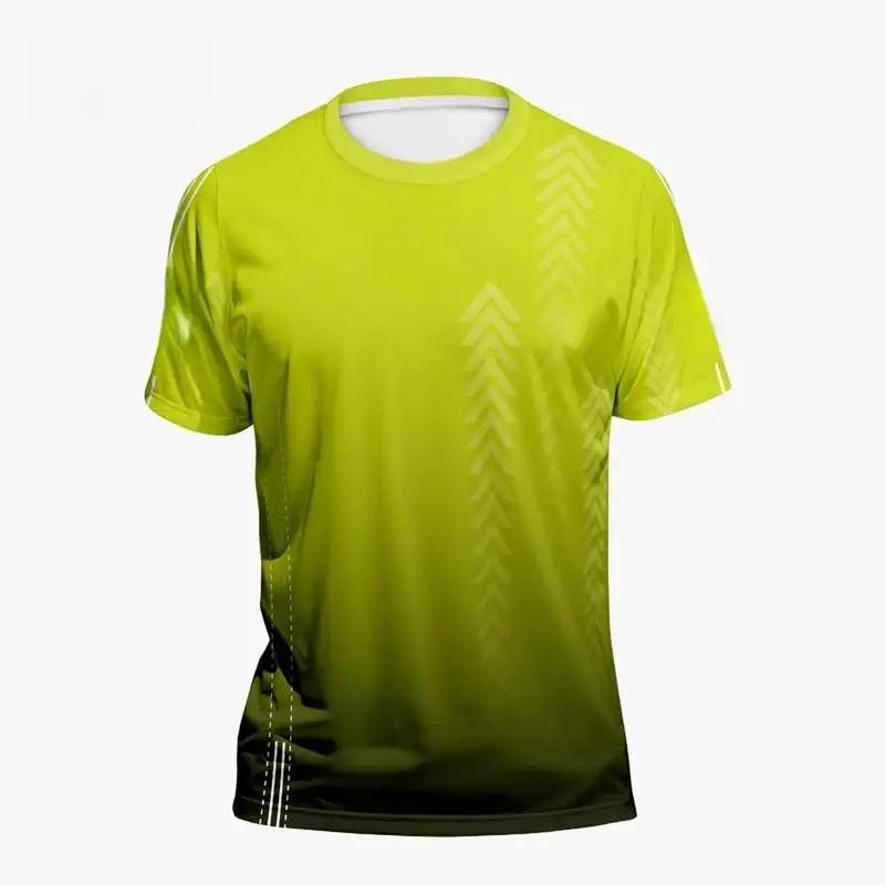 Men's Clothing 3D Gradient Short Sleeve T-Shirt Outdoor Sports Quick Dry T-Shirt Basketball Training Running T-Shirts for Men