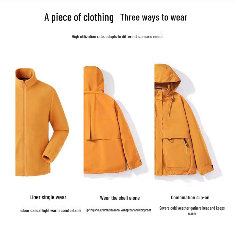 Huang Yimei Women's Waterproof Woven Windbreaker: 2025 Spring/Autumn 3-in-1 Outdoor Mountaineering Suit.