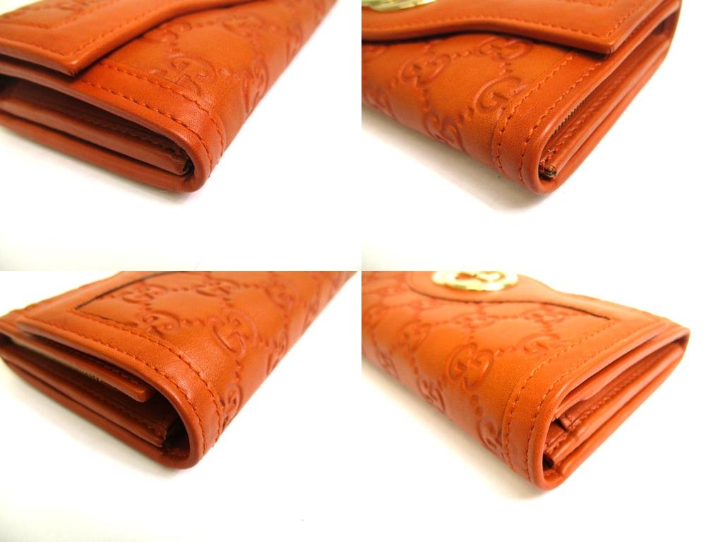 Authentic GUCCI Interlocking G Red Brown Leather Bifold Long Flap Wallet #a661  Refurbished
