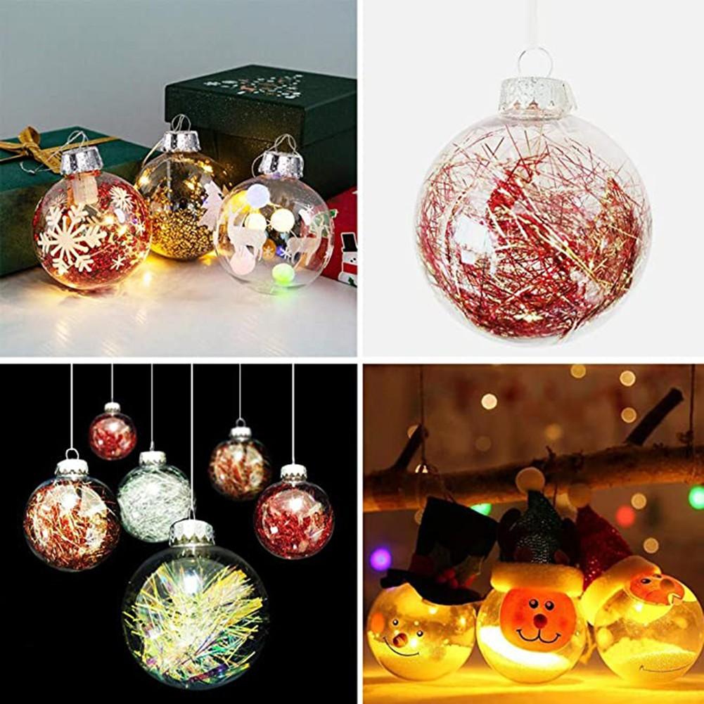 Ornament Brad de Crăciun DIY Decor Globuri Transparente din Plastic Set de 12