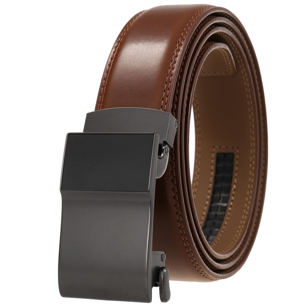 Men'S Clothing Accessories Casual Belt, Alloy Automatic Buckle Two-Layer Cowhide Belt Ly36-24974-1