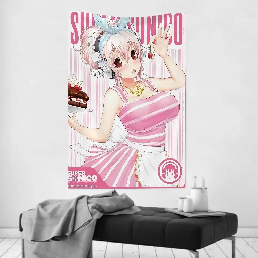 Ink Moe Aesthetic Room Tapestry Super Sonico Theme Kawaii Bedroom Dorm Decor
