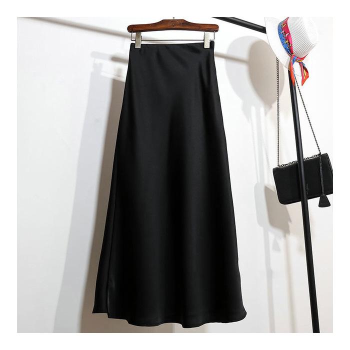 Acetate satin skirt women s summer new high waist hip skirt French fishtail skirt S