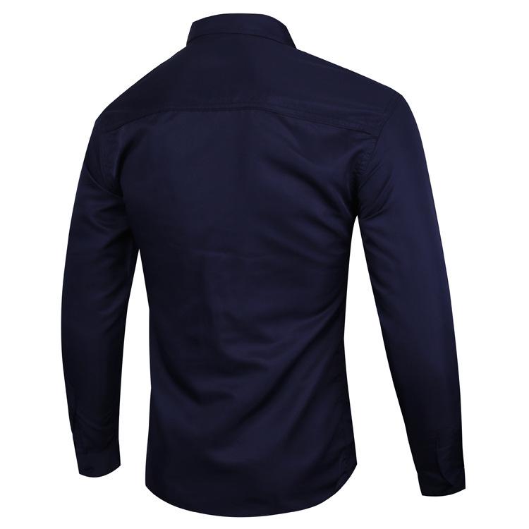 Men's Business Casual Long-Sleeved Solid Color Shirt, Large Size, Trendy Design