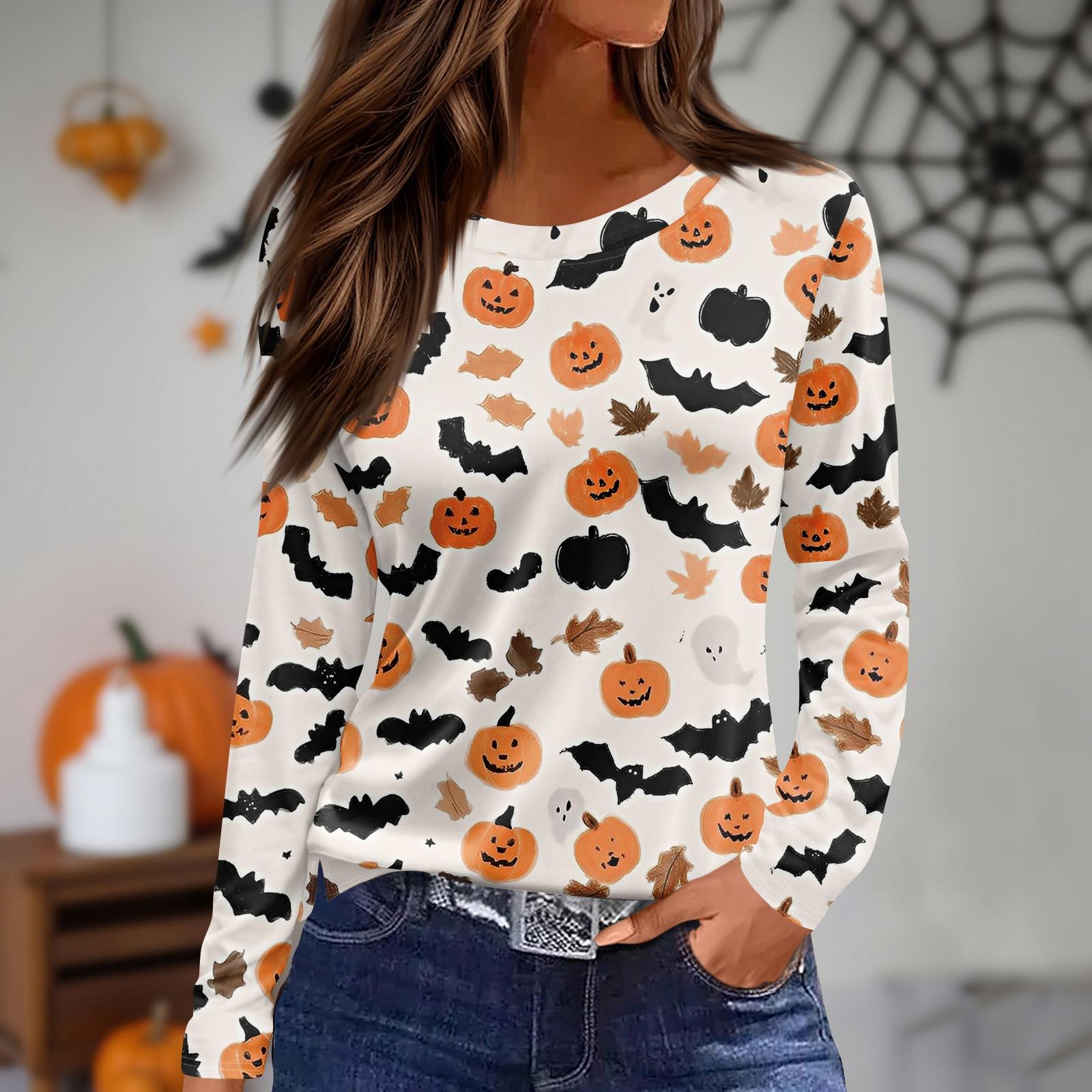 

Женский повседневный топ с длинным рукавом и принтом, с круглым вырезом L