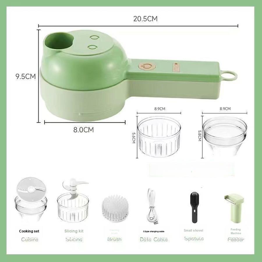 

Multifunctional Vegetable Chopper Chili Ring Onion Slicer Ginger Paste Garlic Slices Electric Garlic Crusher Artifact 20.5*9.5cm зелений