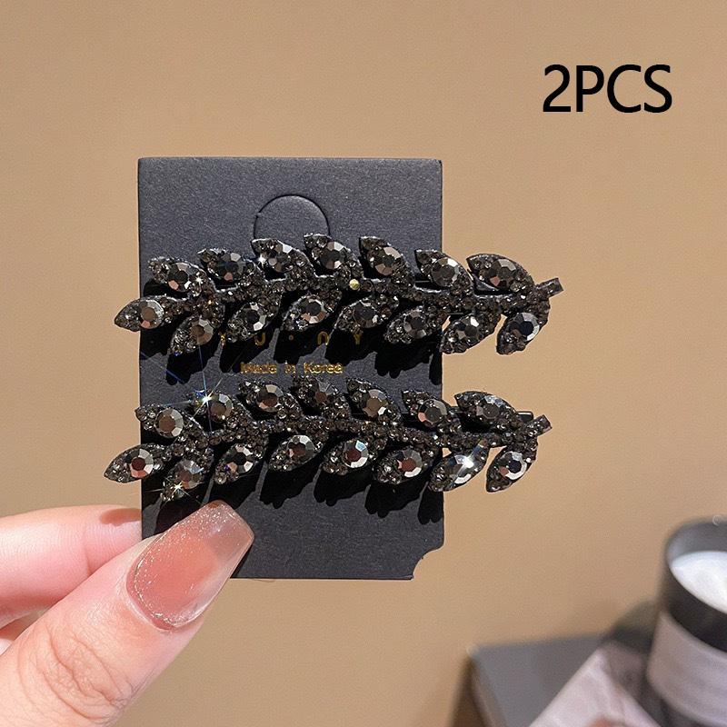 

2 шт. Модная заколка-уточка для волос с блестящими стразами в виде пшеничного колоса и листа, Изысканная боковая заколка с прямой клипсой, Аксессуары для волос