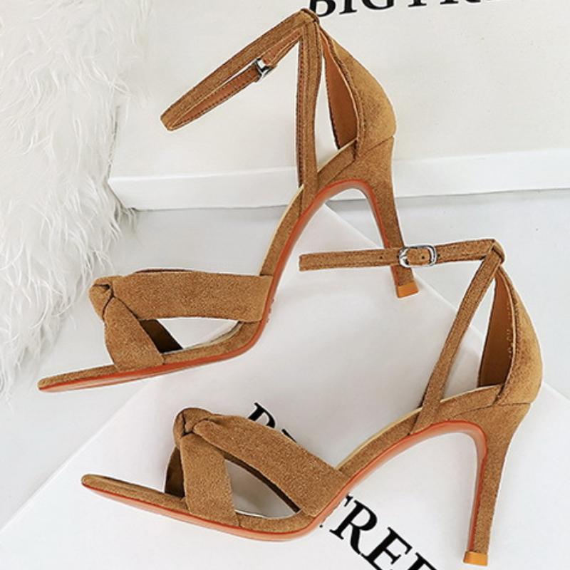 Fashion cross-tie Satin Women Sandal Pointed Toe Ankle strap Slide Sandal Fashion Comfort Banquet belt Buckle super high heel Dress Shoe