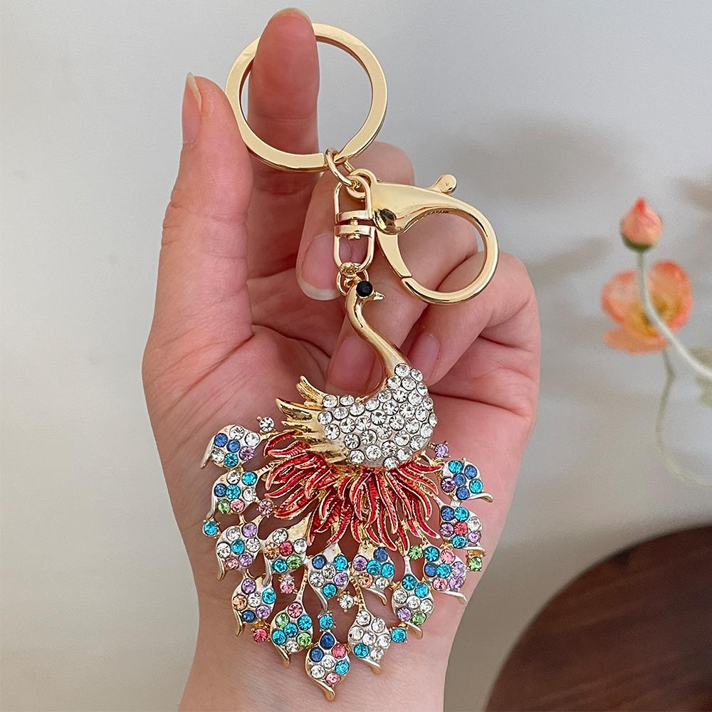 Pfau Schlüsselanhänger Damen Luxus Schlüsselanhänger Taschenanhänger Mädchen Geschenk Souvenir Mode Ornament