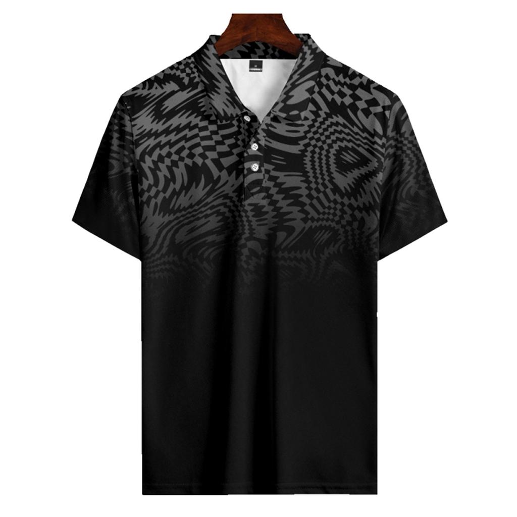 Men's Summer Printed Golf Shirt Botton Short Sleeve Top Men's Casual Fashion Shirt