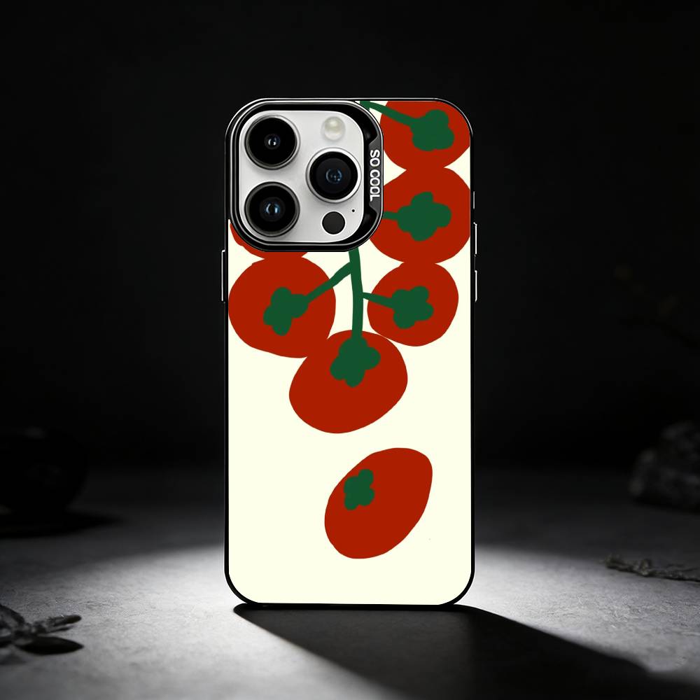 Ins cute Tomatoes Phone Case For iPhone 17,16,15,14,13,12,11 Plus,Pro Max,XS,Colored silver phone case