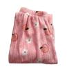 Women's 2025 Peach & Bear Print Coral Fleece Pajama Pants - Warm, Thickened, Casual Homewear for Autumn/Winter
