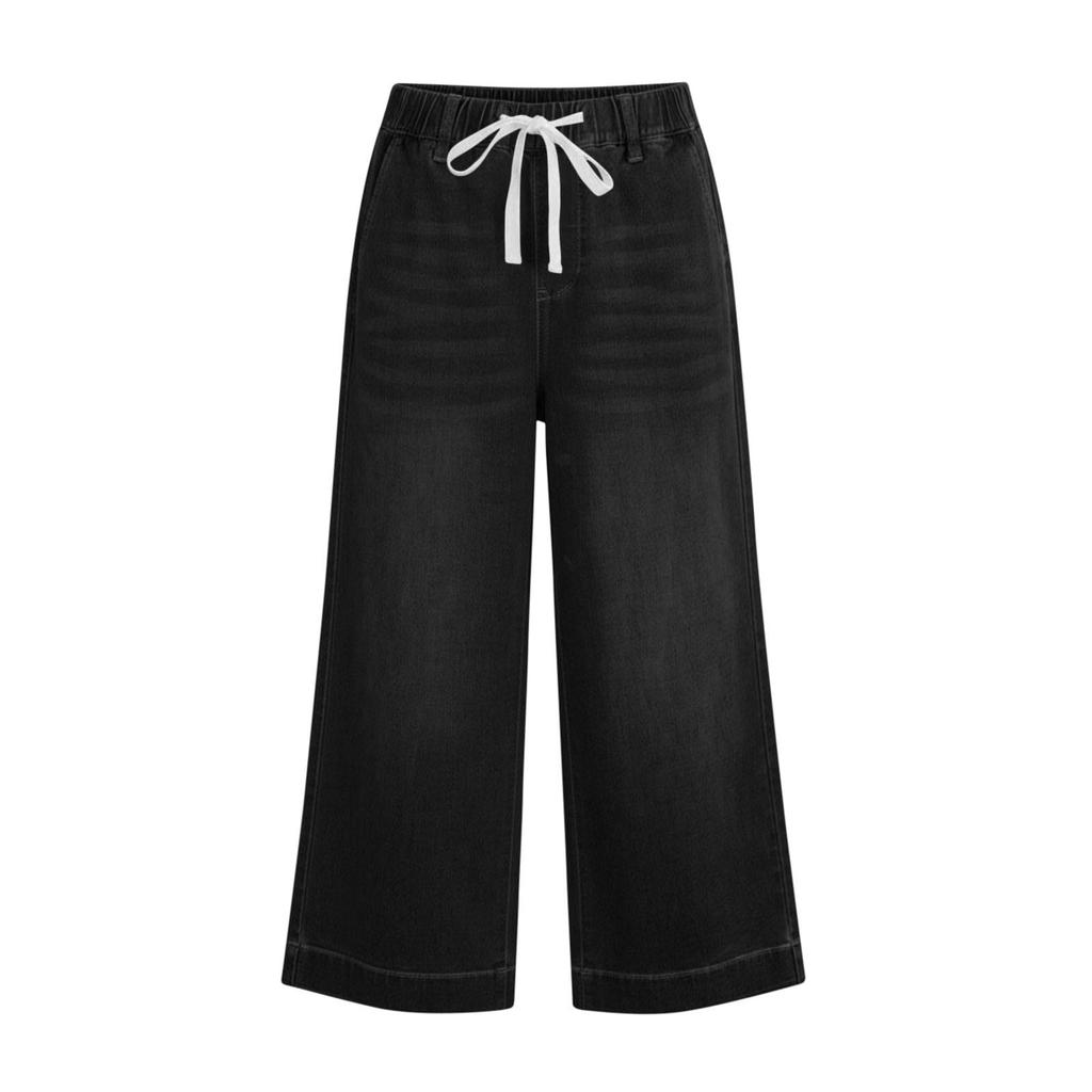 Jean taille haute pour femme, extensible, évasé, jambes droites, ourlet tendance