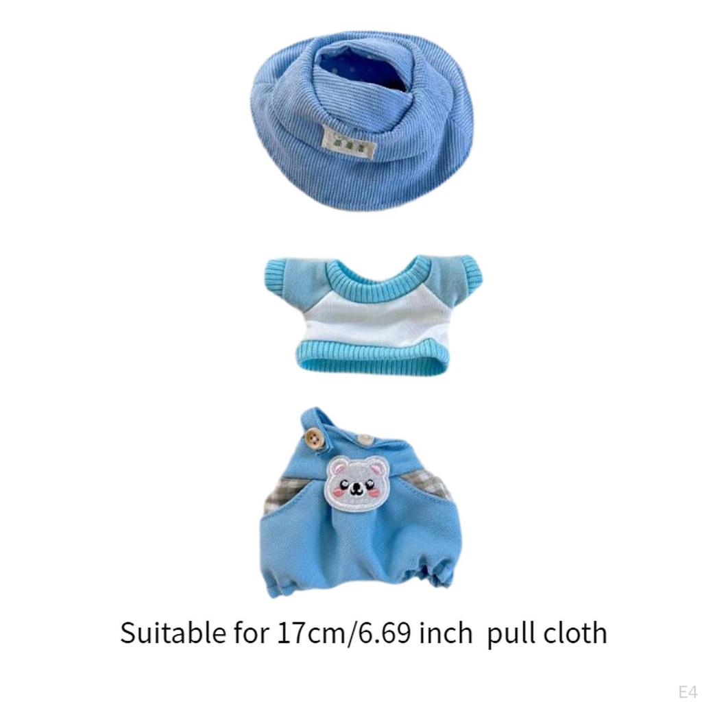 3 Pieces Plush Doll Outfit Make Your Own Dolls with Cap Dress up suits for 17cm
