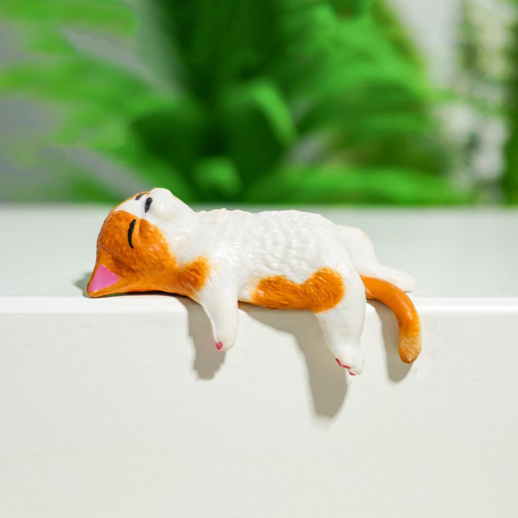 10Pcs Cute Kitten Decoration Creative Sleeping Cat Doll Home Ornaments Toys Cat Car Landscape Decoration Adorable Gifts