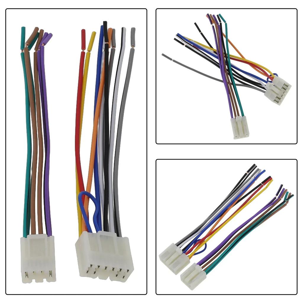 2pcs Car Stereo- CD Player Wiring- Harness Cable Adapter 150mm Black- For Toyota- Radio- Wiring Harness Electronics Accessories-