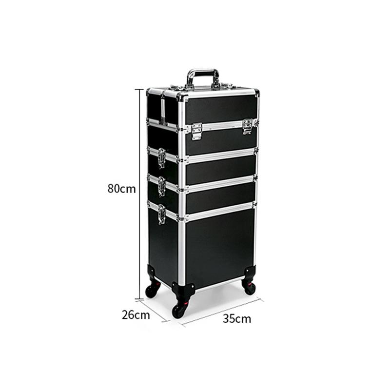 Multifunctional 4-TierProfessional Makeup Case, Foldable Cosmetic Case for Hair Stylists, Beauticians, Nail Tech Students