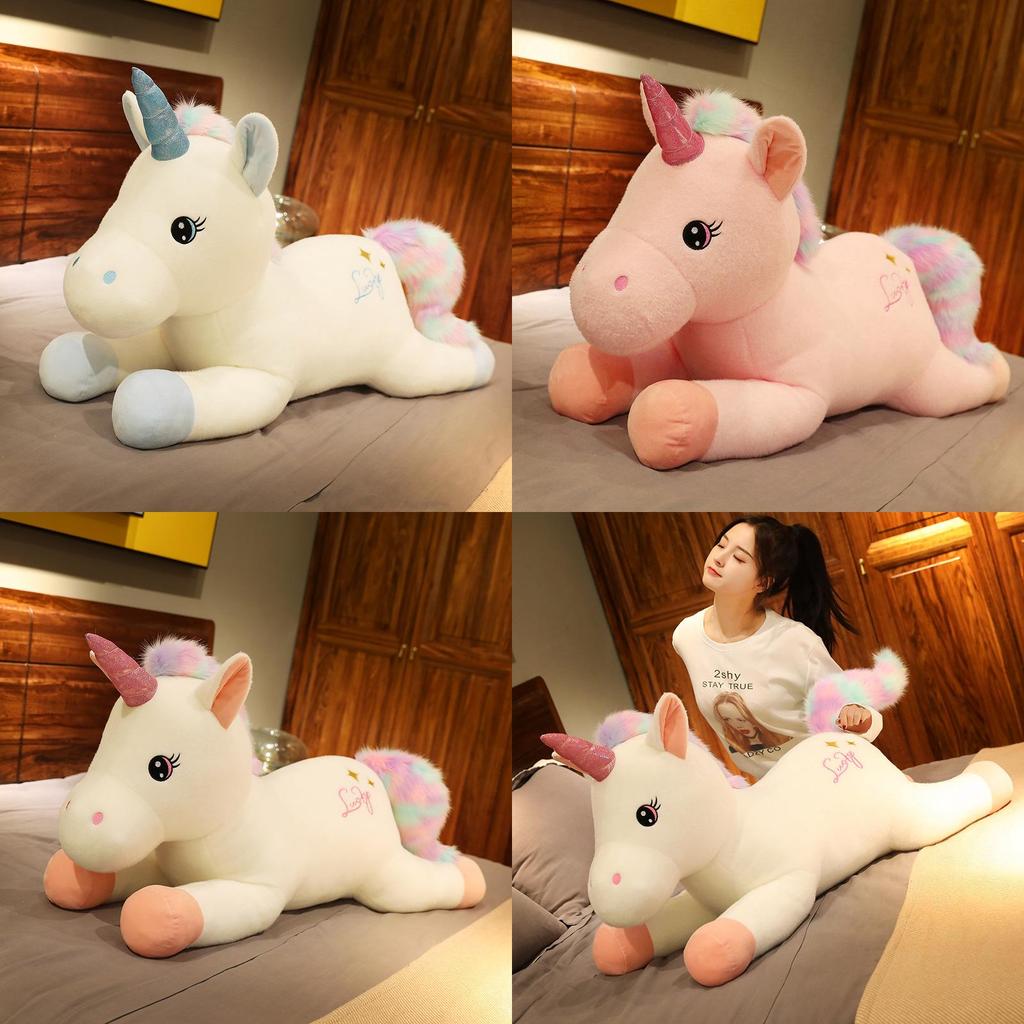 Charming Short Plush Unicorn Stuffed Animal Pillow Comfortable Bedside Support For Children