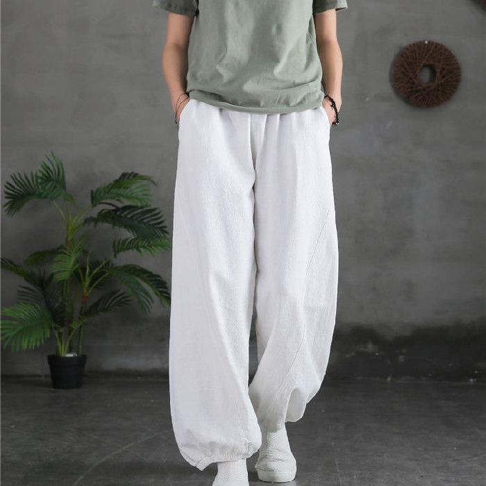 2021 Summer Breathable Cotton-Linen Anti-Mosquito Lantern Pants