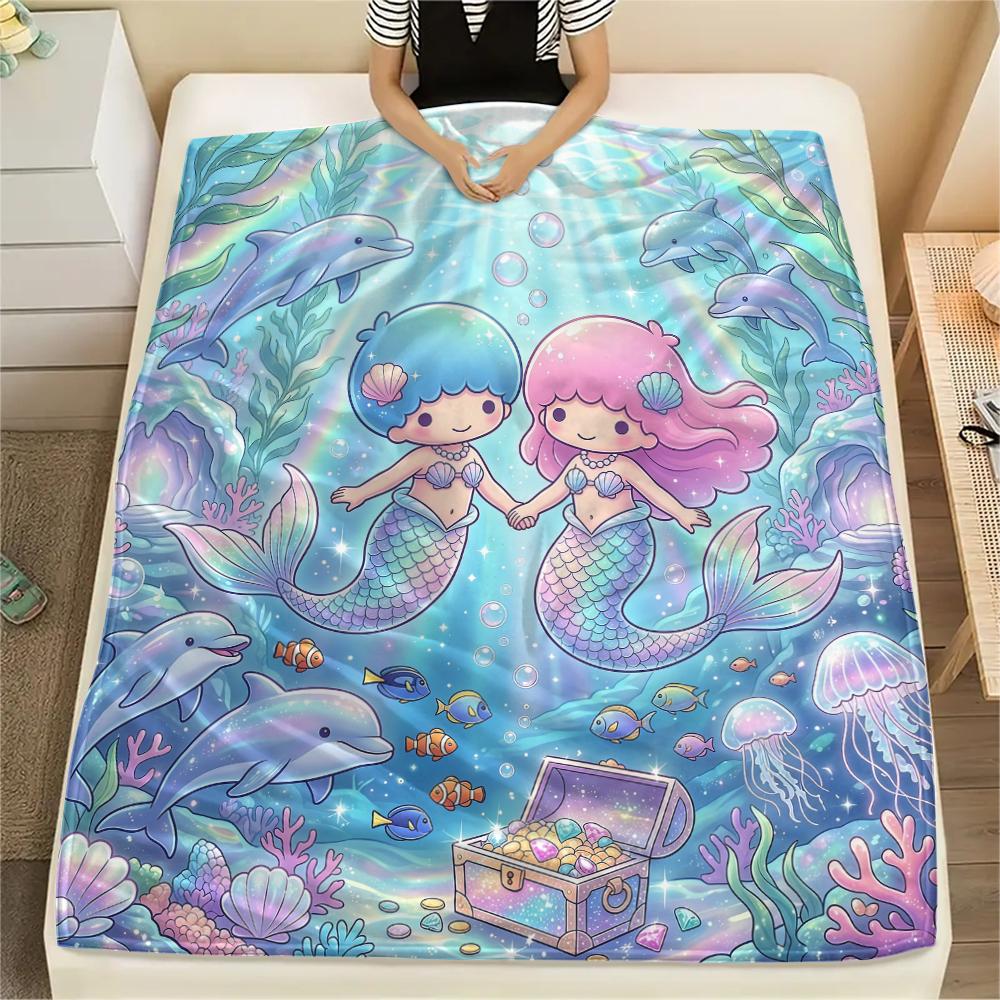 1PC Little Twin Stars Print Flannel Blanket, High quality All Seasons, Home Decor, Warmth and Comfort, Perfect for Christmas Gifts