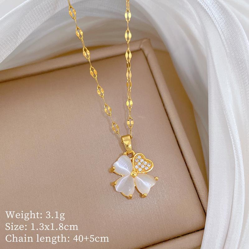 Kupfer-Mikro-Intarsien Leichter Luxus Mode Persönlichkeit Temperament Wunderschöne Voll-Diamant-Halskette Damen Vielseitige Schlüsselbein-Kette Titanstahl