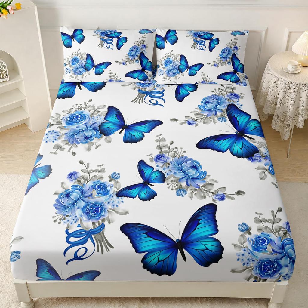 Beautiful Butterfly Pattern Mattress Three-Piece Digital Printing Bedding Mattress Three-Piece Set Small And Fresh