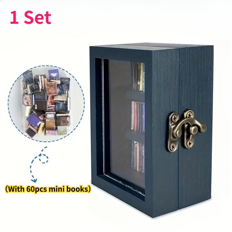 

A Mini Bookshelf Collection + 60 Mini Books Shake To Organizer Brings You Good Mood for Home Office Decor Decorative Ornaments