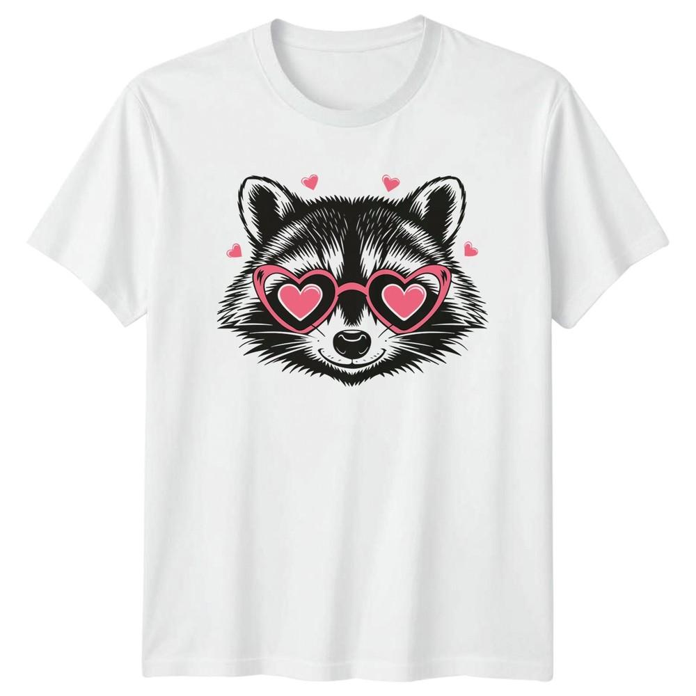 Raccoon Heart Glasses Animals Unisexs TShirt Unisexs Tee Graphic Unisex Top S