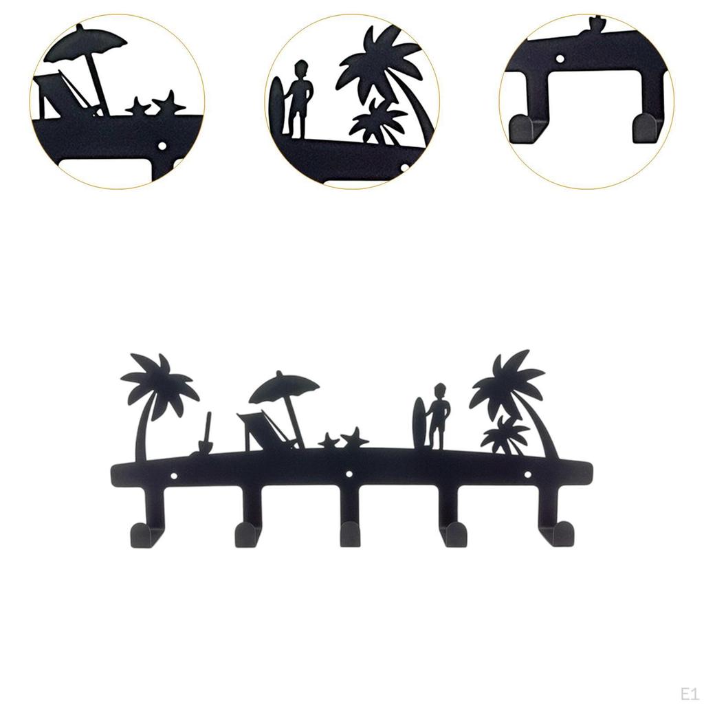 Wall Mounted Key Rack Storage Easy to Install Stable Practical 5 Hooks Decoration for