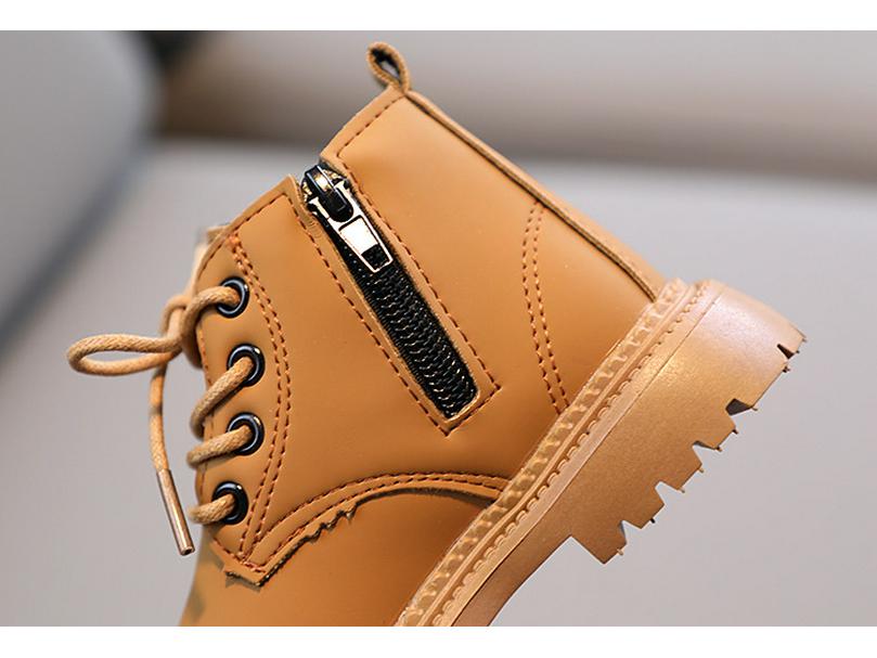 2022 Herbst/Winter Kinder Britischer Stil Einfarbig Martin Stiefel mit Seitenreißverschluss