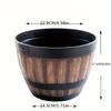 Durable Plastic Round Elegant Whiskey Barrel-Inspired Planter - Indoor & Outdoor Flower Pot for Gardens and Balconies