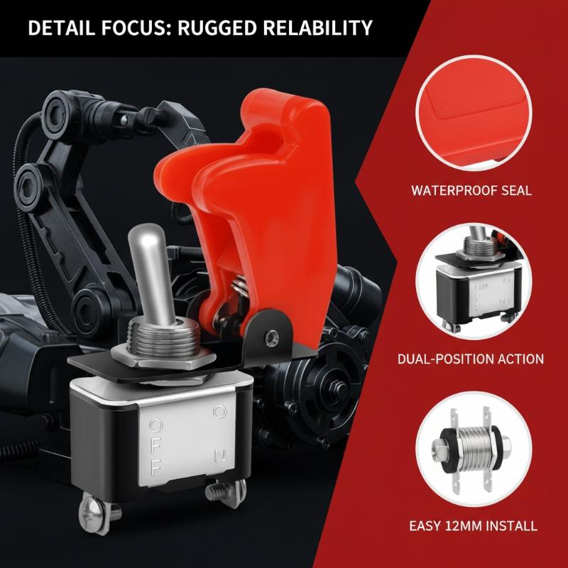 1Pcs 12V 20A Red Cover SPST ON/Off 2Pin Heavy Duty Rocker Toggle Switch For Racing Auto Car ATV UTV Golf Cart Truck Boat