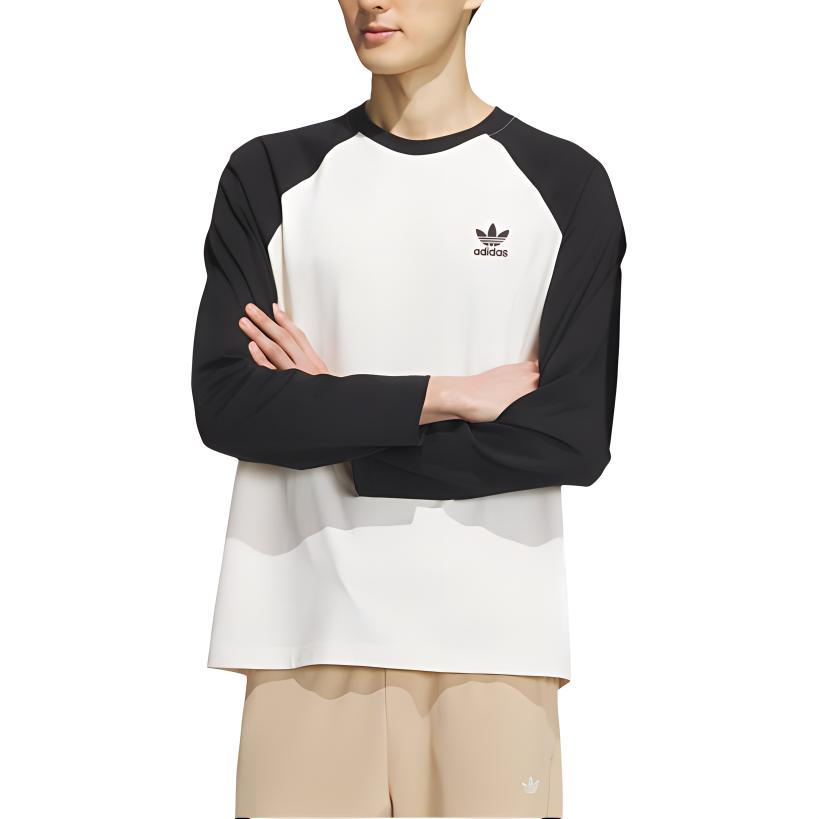 adidas Originals Trefoil DC RC LS Tee With Embroidered Logo And Color Block Crew Neck Men Tops Pink White IS5375