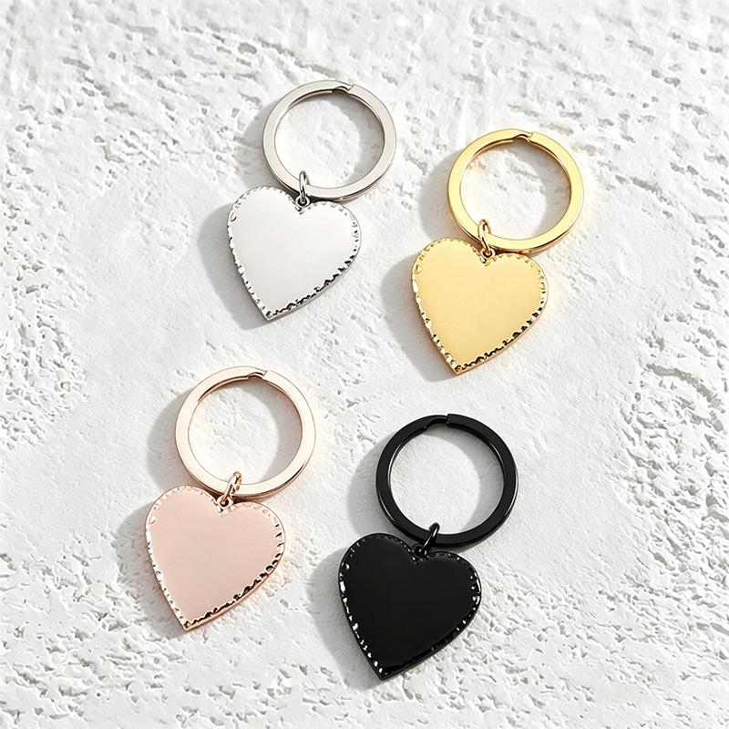 Stainless Steel Heart Keychain with UV Color Print for Laser Engraving