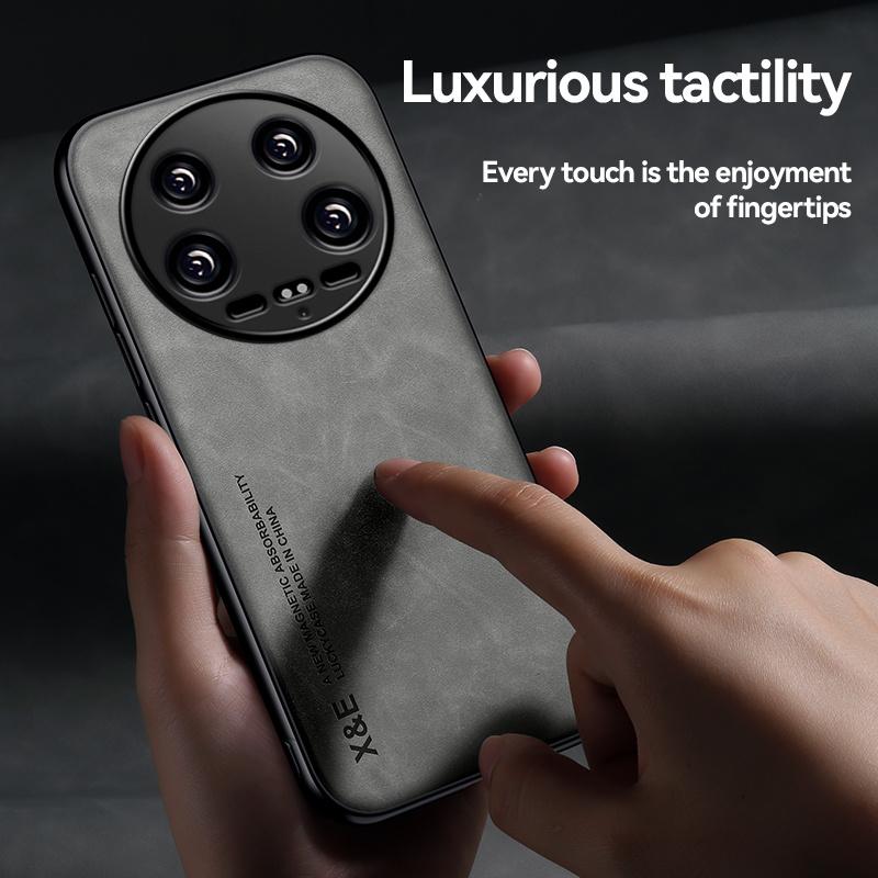 For Xiaomi 14 Ultra Case Xiaomi Mi 14 Ultra Capas Leather Silicone Protect Funda Xiaomi14 Mi 14 Ultra Car Magnetic Holder Cover