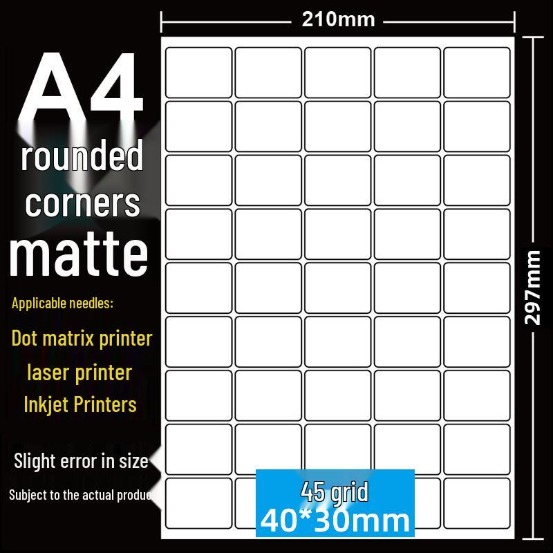 A4 Matte Self-Adhesive Printing Paper - 100 Sheets